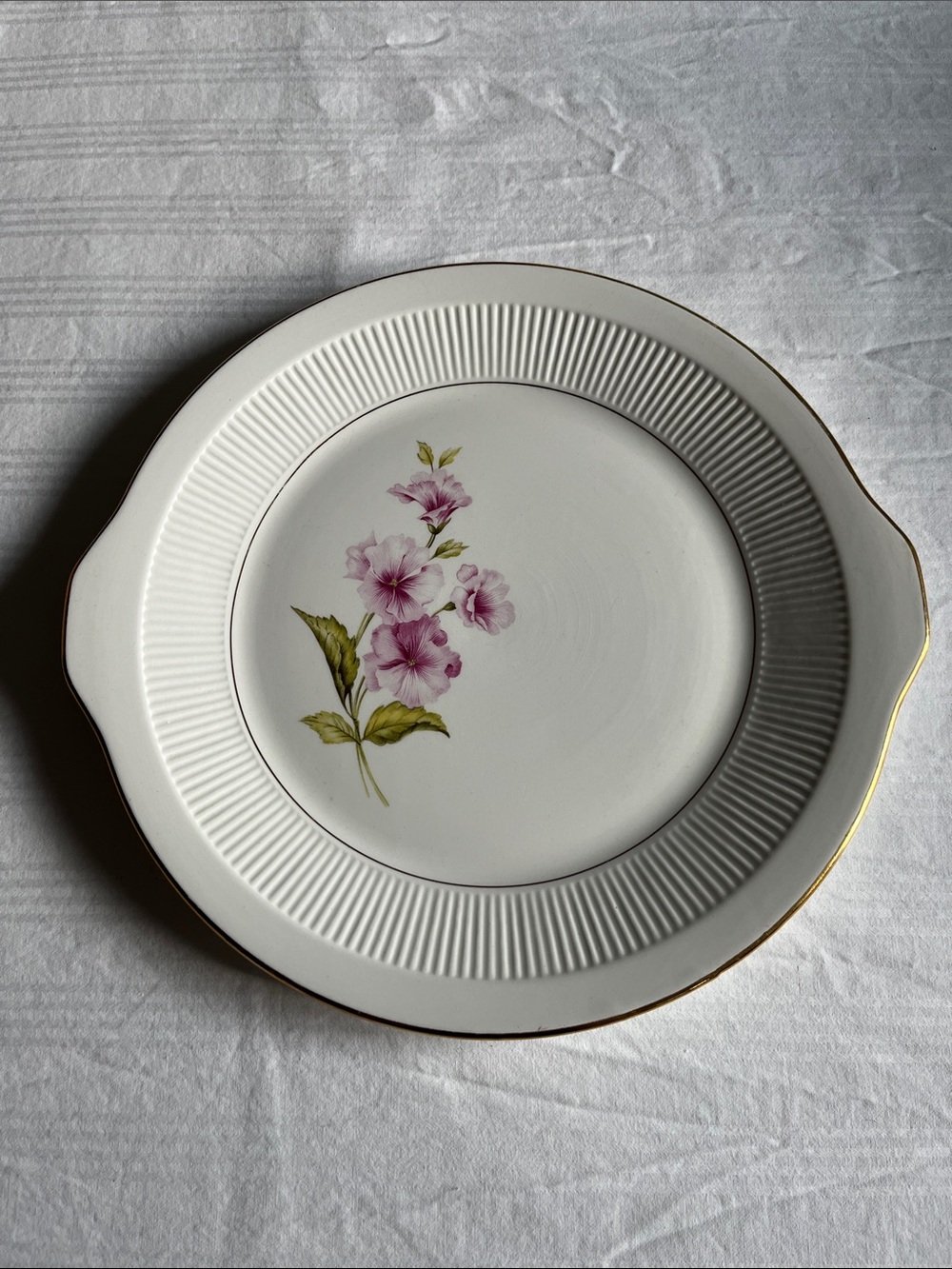 1950s Vintage Gien France Chevreuse Scalloped Gold Trim Serving Platter